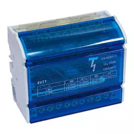 шина нулевая DORI на Din-рейку в корпусе 4 шины по 11 отверстий