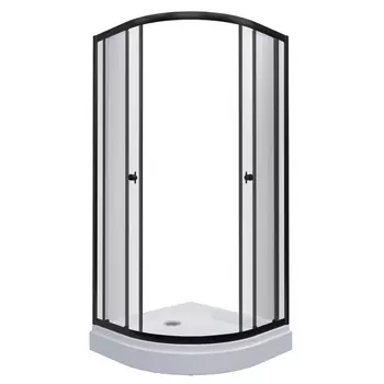 ширма душевая Альфа-Блэк 90х90см 1/4 круга низкий поддон