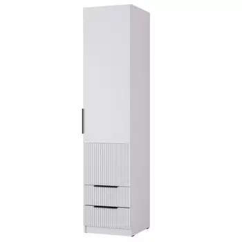 шкаф 1 дверь 2 ящика Катрин 2000х452х509мм МДФ/ЛДСП серый фактур/светло-серый шагрень