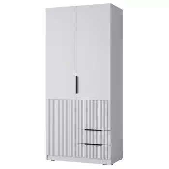 шкаф 2 двери 2 ящика Катрин 2000х902х509мм МДФ/ЛДСП серый фактур/светло-серый шагрень