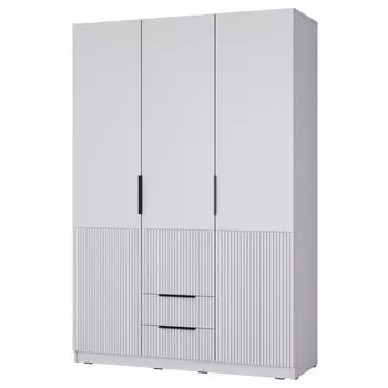 шкаф 3 двери 2 ящика Катрин 2000х1352х509мм МДФ ЛДСП серый фактур/светло-серый шагрень