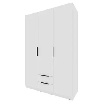 шкаф 3 двери 2 ящика Катрин 2000x1352x509мм ЛДСП белый шагрень