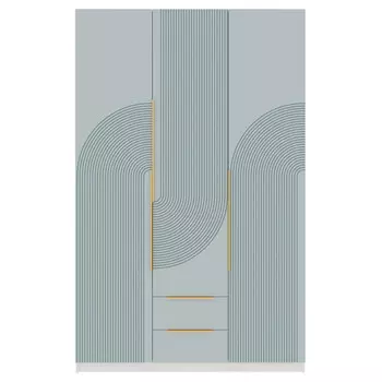 шкаф 3 двери 2 ящика Орион 2328x1468x550мм МДФ/ЛДСП шарли бриз/дуб харбор белый