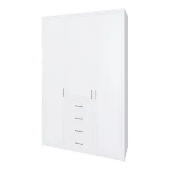 шкаф 3 двери 4 ящика Trisha Base 2328x1468x550мм МДФ/ЛДСП белый мат/белый шагрень