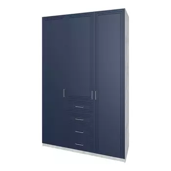 шкаф 3 двери 4 ящика Trisha Base 2328x1468x550мм МДФ/ЛДСП глубокий синий/цемент светлый