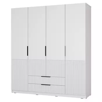 шкаф 4 двери 2 ящика Катрин 2000х1802х509мм МДФ/ЛДСП серый фактур/светло-серый шагрень