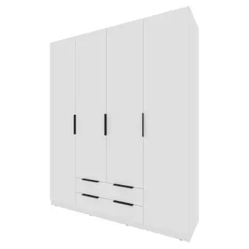 шкаф 4 двери 2 ящика Катрин 2000x1802x509мм ЛДСП белый шагрень