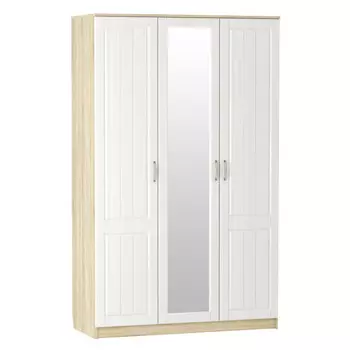 шкаф ОЛИВИЯ 3 двери 1350х584х2198мм белое дерево/дуб сонома