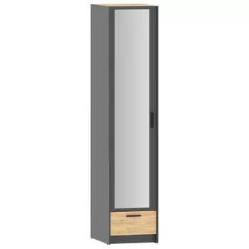 шкаф Оттавия 1 дверь и 1 ящик 482х590х2204мм антрацит/дуб крафт золотой