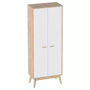 шкаф Калгари 2 двери 805x390x2100мм дуб натуральный светлый/белый матовый