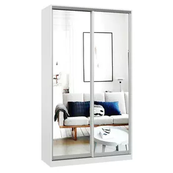 шкаф-купе 2-х дверный СТАРТ Base 2200x1200x600мм зеркало белый шагрень/серебро матовое