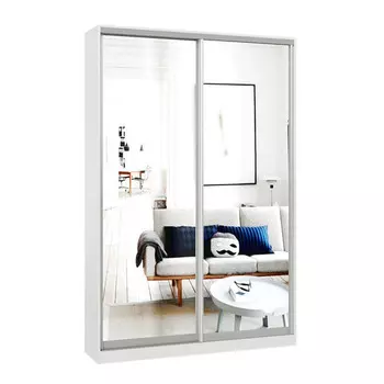 шкаф-купе 2-х дверный СТАРТ Base 2200x1400x450мм зеркало белый шагрень/серебро матовое