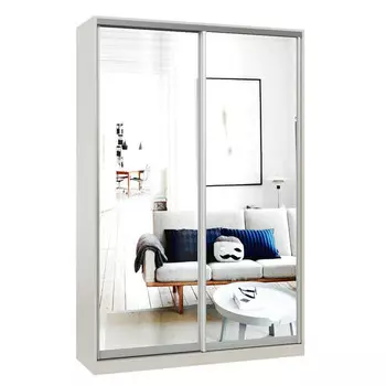 шкаф-купе 2-х дверный СТАРТ Base 2200х1400х600мм зеркало ясень шимо светлый/серебро матовое