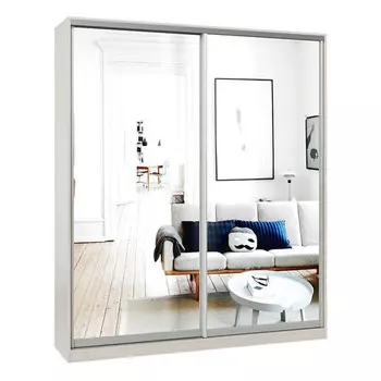 шкаф-купе 2-х дверный СТАРТ Base 2200х1800х600мм зеркало ясень шимо светлый/серебро матовое