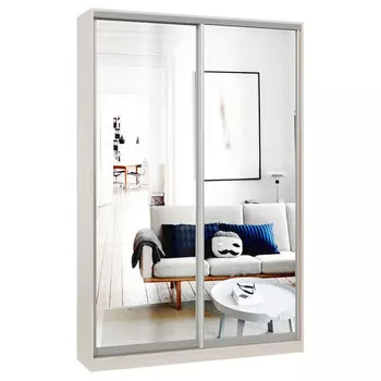 шкаф-купе 2-х дверный СТАРТ Base 2200х1400х450мм зеркало ясень шимо светлый/серебро матовое