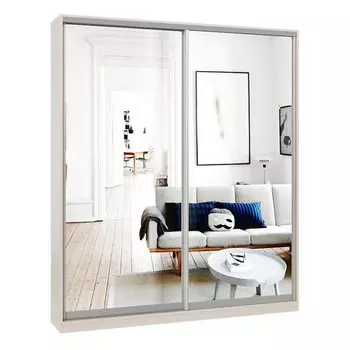 шкаф-купе 2-х дверный СТАРТ Base 2200х1800х450мм зеркало ясень шимо светлый/серебро матовое