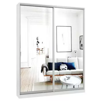 шкаф-купе 2-х дверный СТАРТ Base 2400x1800x450мм зеркало белый шагрень/серебро матовое