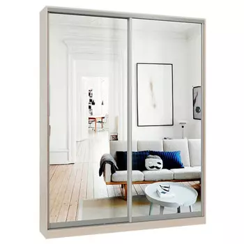 шкаф-купе 2-х дверный СТАРТ Base 2400х1800х450мм зеркало ясень шимо светлый/серебро матовое