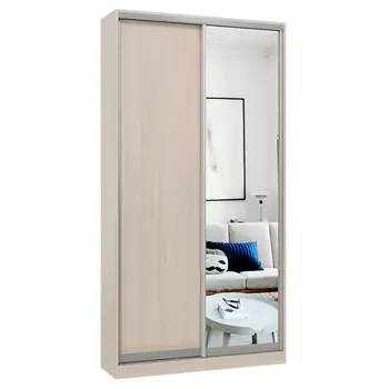 шкаф-купе 2-х дверный СТАРТ Base 2400х1200х450мм ЛДСП/зеркало ясень шимо светлый/серебро матовое