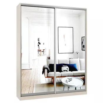 шкаф-купе 2-х дверный СТАРТ Base 2400х1800х600мм зеркало ясень шимо светлый/серебро матовое