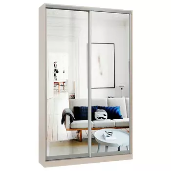 шкаф-купе 2-х дверный СТАРТ Base 2400х1400х450мм зеркало ясень шимо светлый/серебро матовое