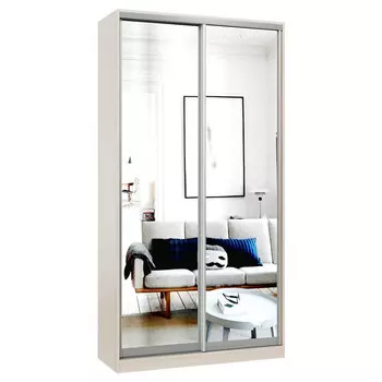 шкаф-купе 2-х дверный СТАРТ Base 2400х1200х600мм зеркало ясень шимо светлый/серебро матовое