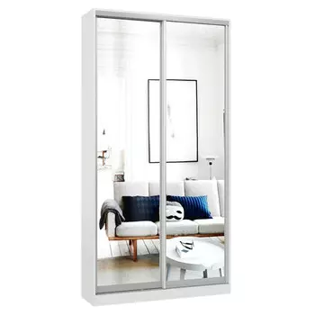 шкаф-купе 2-х дверный СТАРТ Base 2400x1200x450мм зеркало белый шагрень/серебро матовое