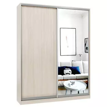 шкаф-купе 2-х дверный СТАРТ Base 2400х1800х600мм ЛДСП/зеркало ясень шимо светлый/серебро матовое