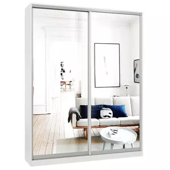 шкаф-купе 2-х дверный СТАРТ Base 2400x1800x600мм зеркало белый шагрень/серебро матовое