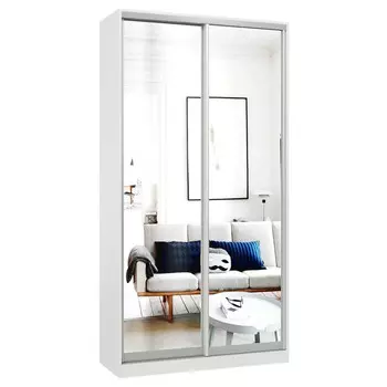 шкаф-купе 2-х дверный СТАРТ Base 2400x1200x600мм зеркало белый шагрень/серебро матовое