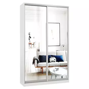 шкаф-купе 2-х дверный СТАРТ Base 2400x1400x600мм зеркало белый шагрень/серебро матовое