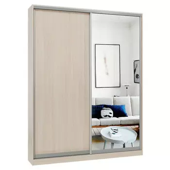 шкаф-купе 2-х дверный СТАРТ Base 2400х1800х450мм ЛДСП/зеркало ясень шимо светлый/серебро матовое