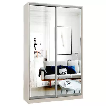 шкаф-купе 2-х дверный СТАРТ Base 2400х1400х600мм зеркало ясень шимо светлый/серебро матовое