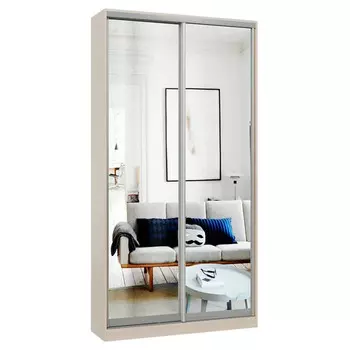 шкаф-купе 2-х дверный СТАРТ Base 2400х1200х450мм зеркало ясень шимо светлый/серебро матовое