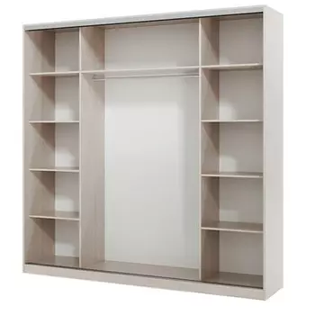 шкаф-купе 3-х дверный СТАРТ Base 2200х2100х600мм ЛДСП/зеркало ясень шимо светлый/серебро матовое