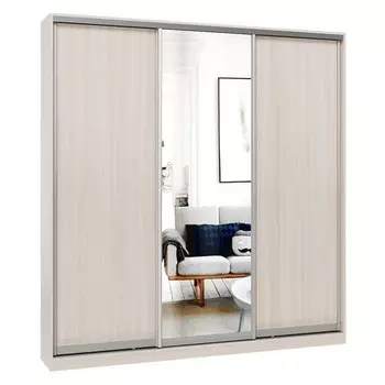 шкаф-купе 3-х дверный СТАРТ Base 2200х2100х450мм ЛДСП/зеркало ясень шимо светлый/серебро матовое