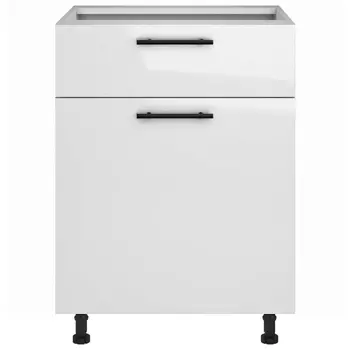 шкаф напольный Белый глянец 820х600х504мм 1 ящик 1 дверь МДФ/ЛДСП