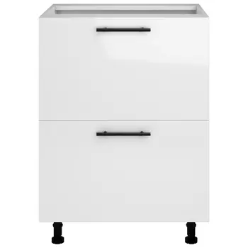 шкаф напольный Белый глянец 820х600х504мм 2 ящика МДФ/ЛДСП