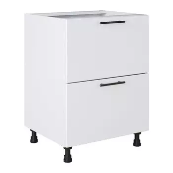 кухонный шкаф напольный Белый лед 820х600х504мм 2 ящика МДФ/ЛДСП