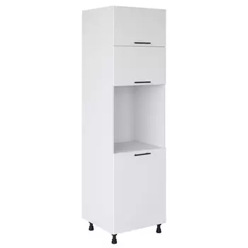 кухонный шкаф-пенал для духовки Белый лед 2140х600х560мм 3 двери МДФ/ЛДСП