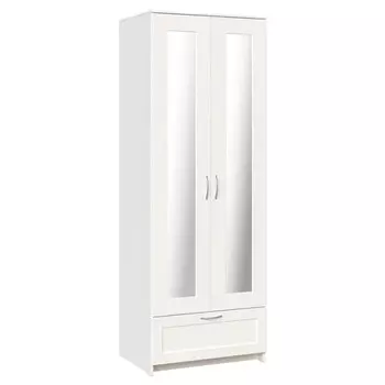 шкаф СИРИУС 2 двери 2 зеркала и 1 ящик 782х585х2196мм белый ЛДСП