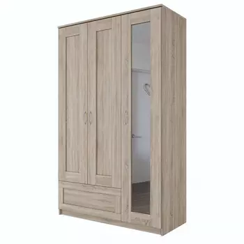 шкаф СИРИУС 3 двери и 1 ящик 1171x1900x502мм сонома ЛДСП