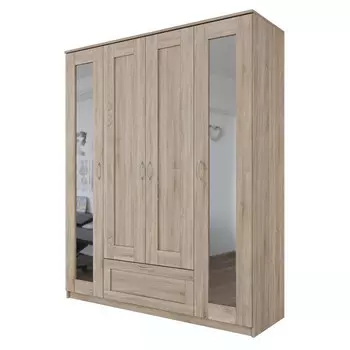 шкаф СИРИУС 4 двери 2 зеркала и 1 ящик 1561x1900x502мм сонома ЛДСП