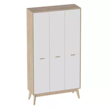 шкаф Калгари 3 двери 1185x580x2200мм дуб натуральный светлый/белый матовый