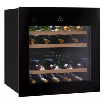 шкаф винный LEX LWD6036BL dual zone PP встраиваемый 85л 36 бутылок