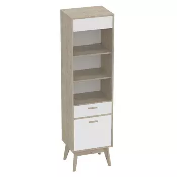 шкаф - витрина Калгари 500x1850x400мм дуб натуральный светлый/белый матовый