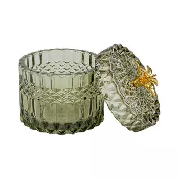 шкатулка ВЕЩИЦЫ 9х9х10см стекло оливковый