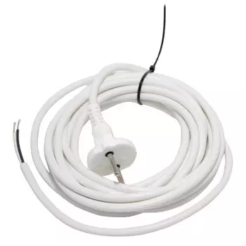 шнур с вилкой армированный ПВС 2х0,75мм 6А 5м белый