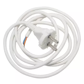 шнур с вилкой армированный ПВС 2х0,75мм 6А 1,5м белый