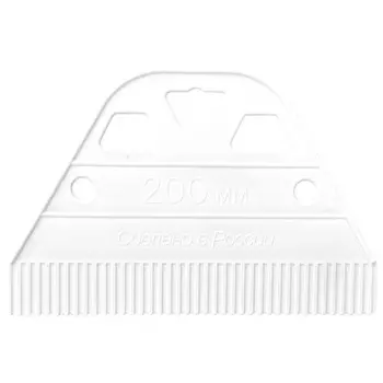 шпатель зубчатый для нанесения клея DECOR пластиковый 200мм зуб 1,6мм, арт.316-5200
